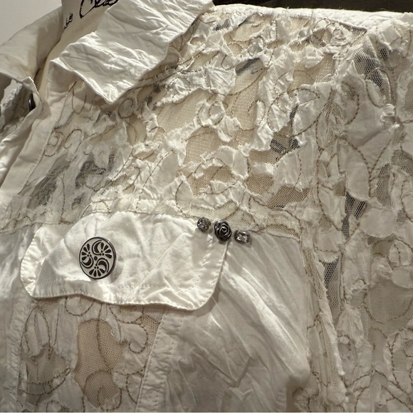 NWT Chicos | Jean Jacket With Crinkle Lace Detail - Picture 9 of 9